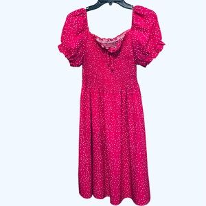 SHEIN Hot pink polka dot frill trim dress